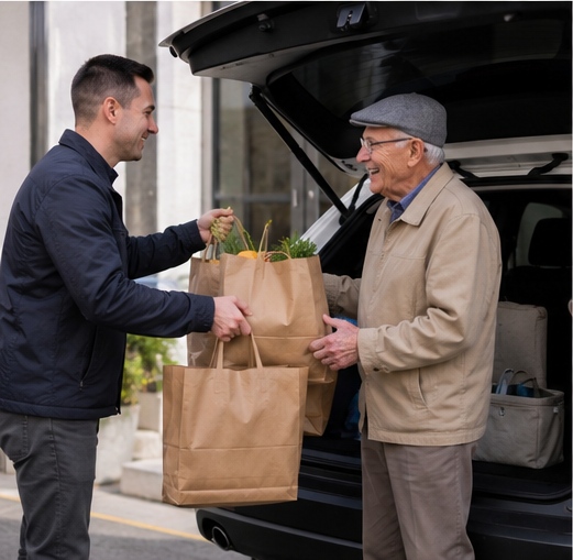 Errands runner helping with shopping and prescriptions