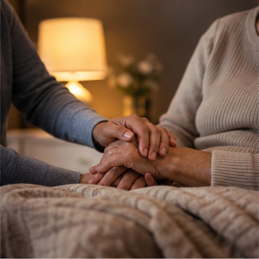 Hospital sitter providing comfort and support to a patient