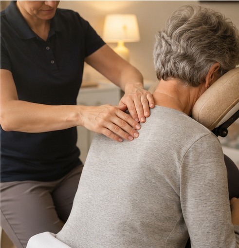 Licensed massage therapist providing in-home massage