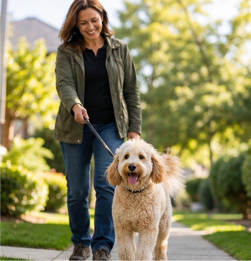 Pet sitter caring for a client's pet