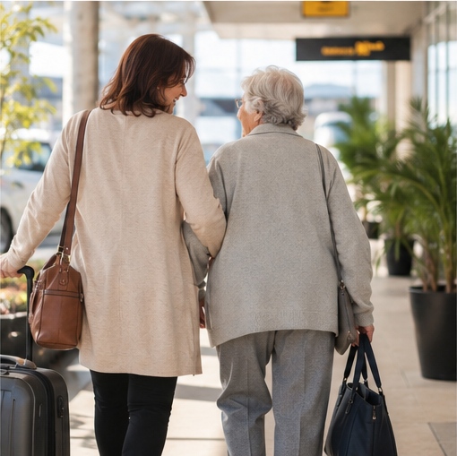 Travel companion accompanying a senior client