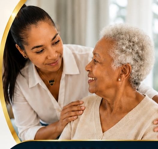 Caregiver spending time with a senior client